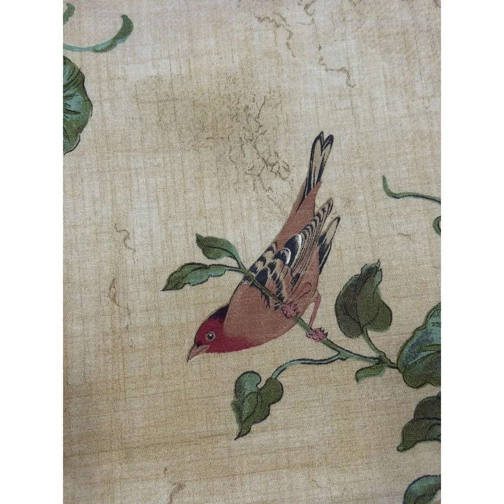 Windsong Songbird Floral Sateen Decorator Fabric Birds Morning Glory Vine 2 yd +